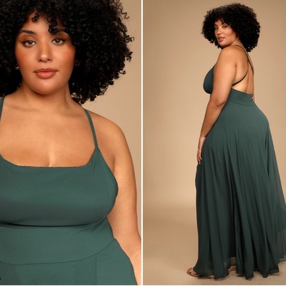 LULU's Bridesmaid Prom Wedding Flowy Romantic Flowy Sexy Chiffon Maxi Dress - Picture 3 of 6